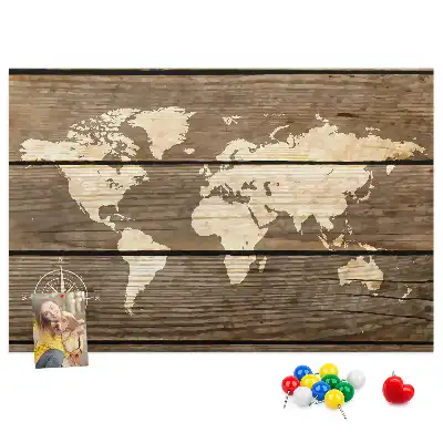 World Map Cork Memo Board