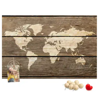 World Map Cork Memo Board
