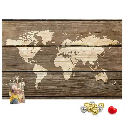 World Map Cork Memo Board