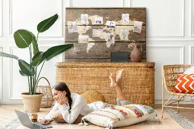 World Map Cork Memo Board