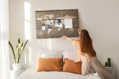 World Map Cork Memo Board