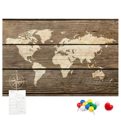 World Map Cork Memo Board