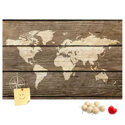 World Map Cork Memo Board