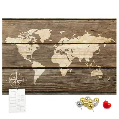 World Map Cork Memo Board