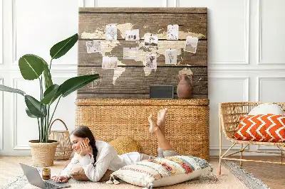 World Map Cork Memo Board