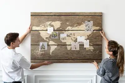World Map Cork Memo Board