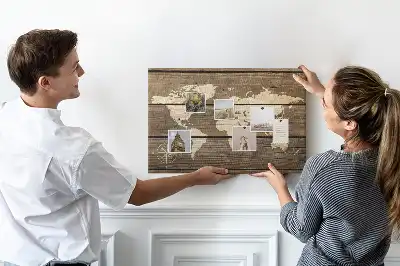 World Map Cork Memo Board