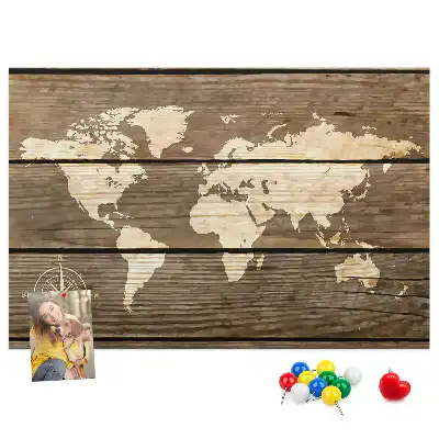 World Map Cork Memo Board