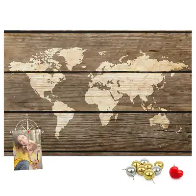 World Map Cork Memo Board
