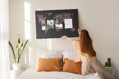 Dotted world map printed cork board