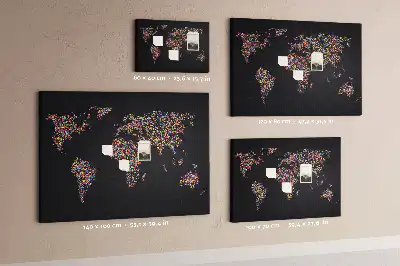 Dotted world map printed cork board