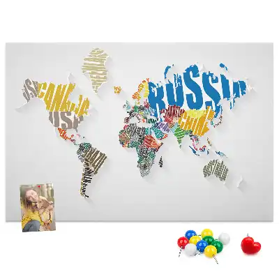 Printed Cork World Map Memo Board