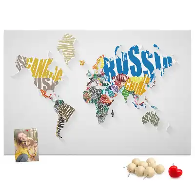Printed Cork World Map Memo Board