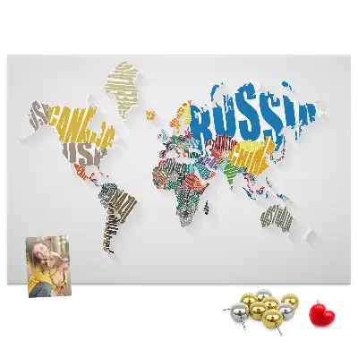 Printed Cork World Map Memo Board