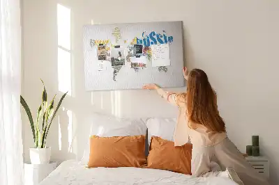 Printed Cork World Map Memo Board