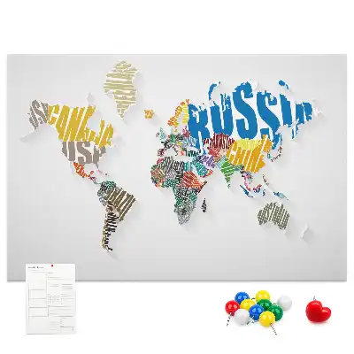 Printed Cork World Map Memo Board