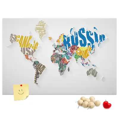 Printed Cork World Map Memo Board