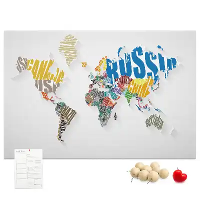 Printed Cork World Map Memo Board