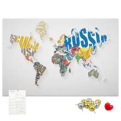 Printed Cork World Map Memo Board