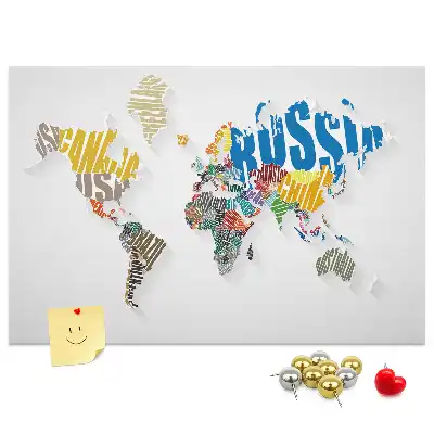 Printed Cork World Map Memo Board