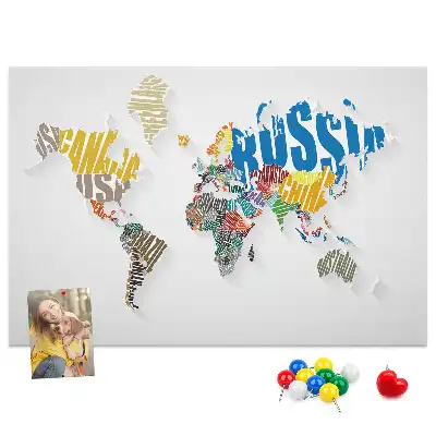 Printed Cork World Map Memo Board