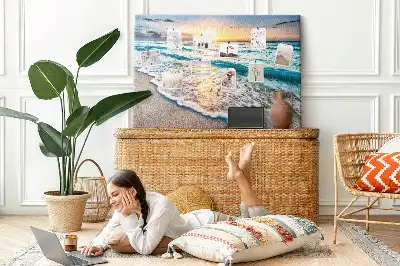 Beach and sea sand cork memo board