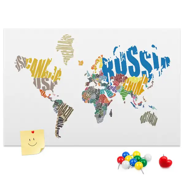 Printed Cork Board With a World Map Design