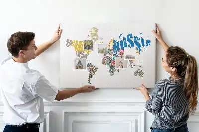 Printed Cork Board With a World Map Design