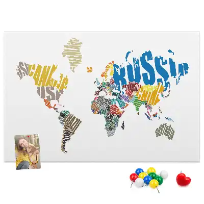 Printed Cork Board With a World Map Design