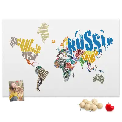 Printed Cork Board With a World Map Design