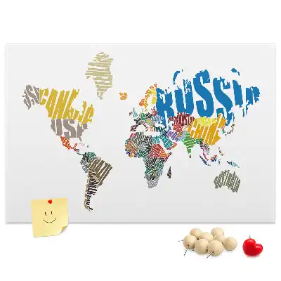 Printed Cork Board With a World Map Design