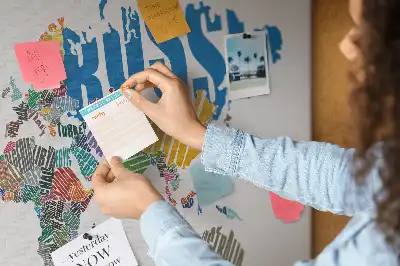 Printed Cork Board With a World Map Design