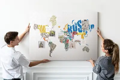 Printed Cork Board With a World Map Design