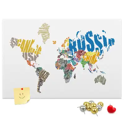 Printed Cork Board With a World Map Design