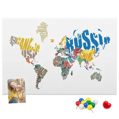 Printed Cork Board With a World Map Design