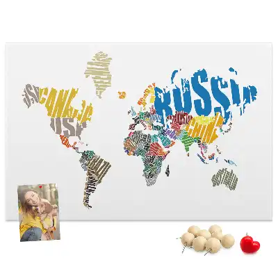 Printed Cork Board With a World Map Design