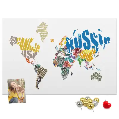 Printed Cork Board With a World Map Design