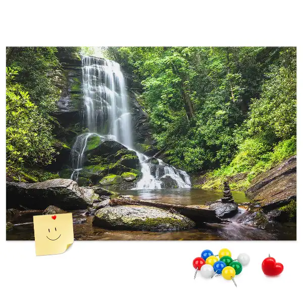Waterfall forest cork memo board