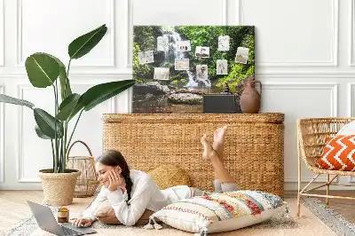 Waterfall forest cork memo board