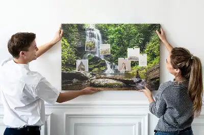 Waterfall forest cork memo board