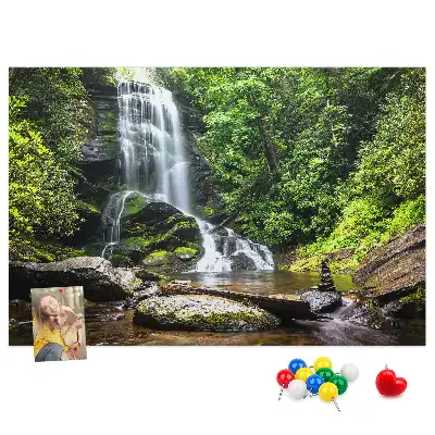 Waterfall forest cork memo board