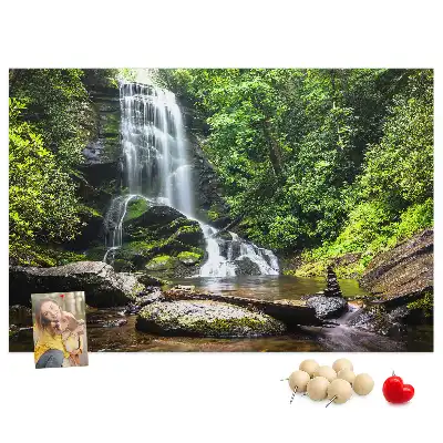 Waterfall forest cork memo board