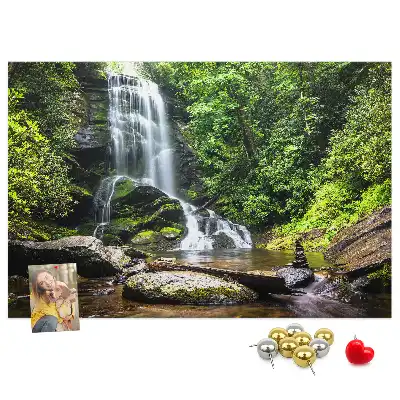 Waterfall forest cork memo board