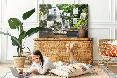 Waterfall forest cork memo board