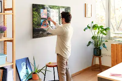 Waterfall forest cork memo board