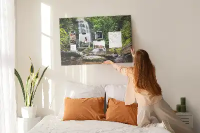 Waterfall forest cork memo board