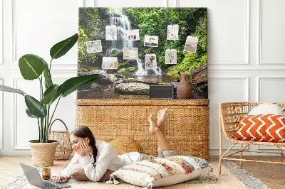 Waterfall forest cork memo board