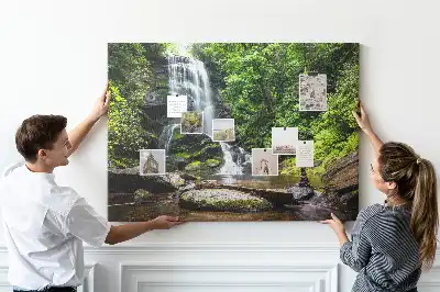 Waterfall forest cork memo board