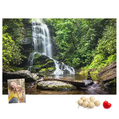 Waterfall forest cork memo board