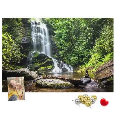 Waterfall forest cork memo board